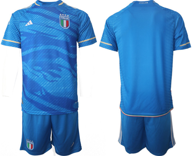 Men's Italy Custom 2023/24 Blue Home Soccer Jersey Suit